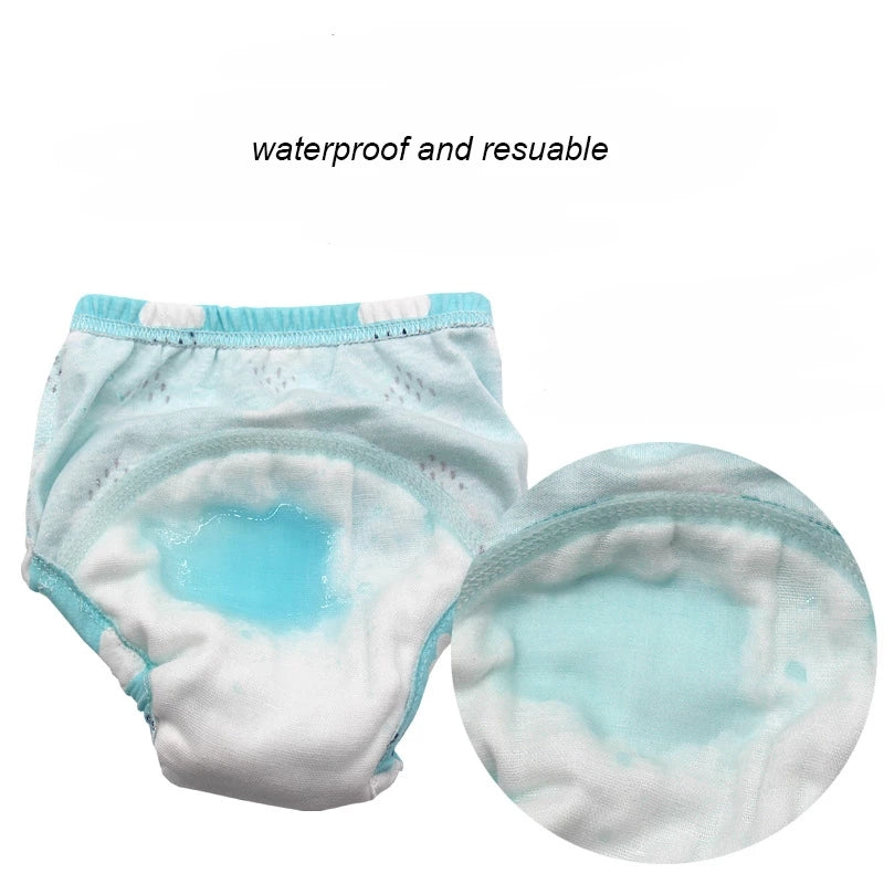 Washable 6-Layer Gauze Pocket Diaper Pants for Babies
