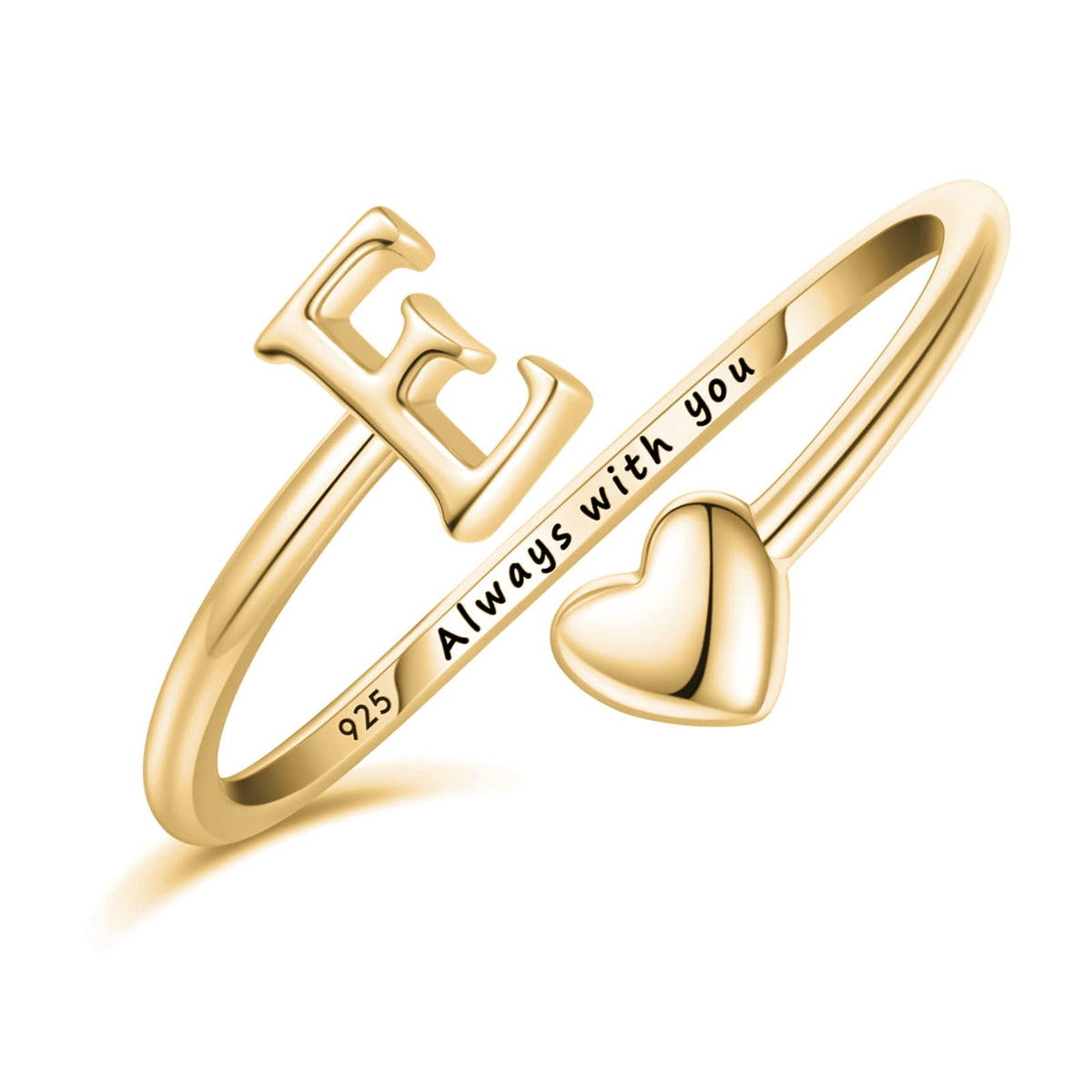 Ritach Gold Plated Heart & Letter Stack Rings